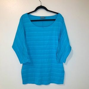 Athleta blue striped 3/4 sleeve top